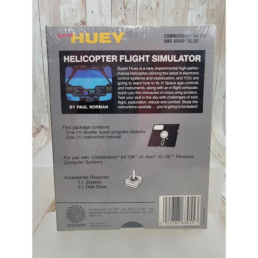Super Huey Atari and Commodore Computers Helicopter Flight Simulator